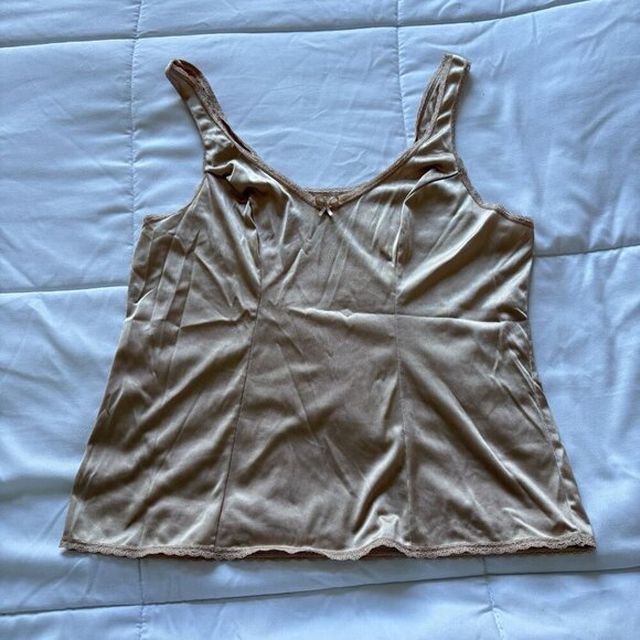 Vassarette Tops - Vintage 90s Y2K Cami Camisole Womens Size Small Tan Beige Boudoir Sexy Nylon